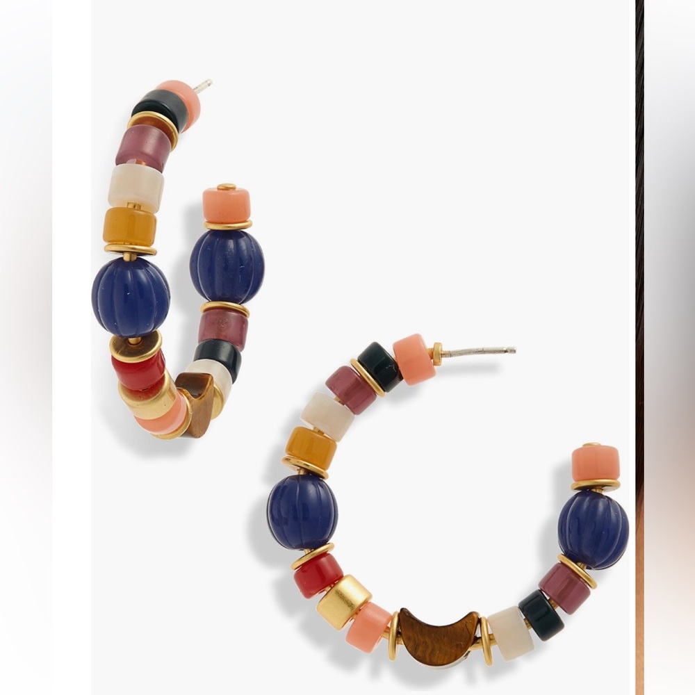 Madewell Beaded Moon Hoop Earrings